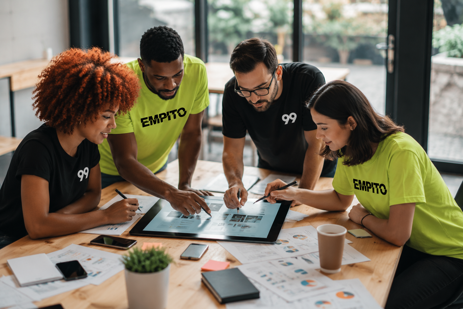 Il team EMPITO al lavoro attorno a un tavolo